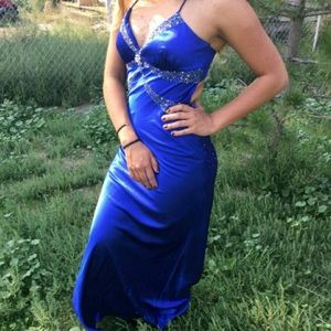 Blue long prom dress